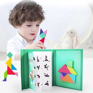 Magnetic Tangram Game 3D Puzzle Montessori Learning Educational Drawing Board